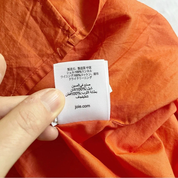 Joie Carnell Buttoned Midi Belted Linen Dress in Warm Terracotta - Picture 7 of 7